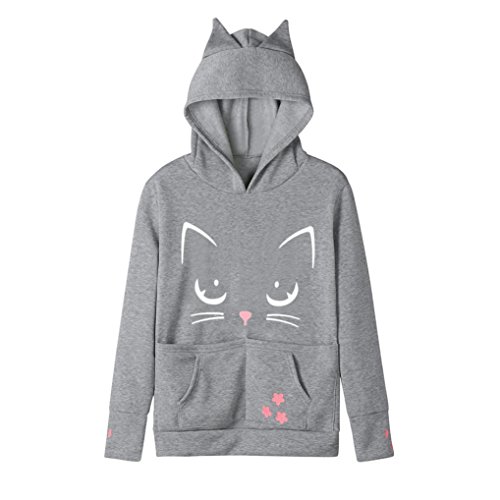 Aurorax Womens Big Hoodies Pet Holder Cat Dog Kangaroo Pouch Carriers Pullover (Gray, S)