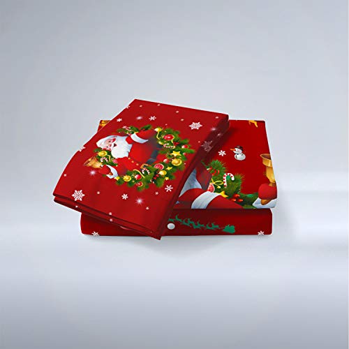 Christmas Duvet Cover Full/Queen Size Christmas Snowman Red Green Quilt Cover Santa Claus Duvet Cover with Zipper Closure 3 D Printed Bedding Cover 3 Piece Bed Set