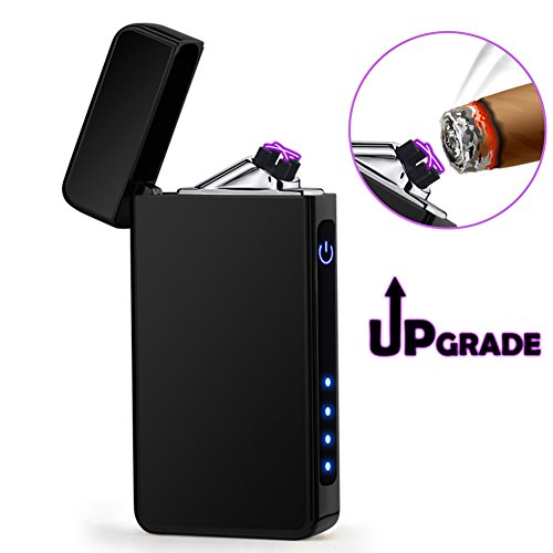 USB Lighter X Beam Plasma Lighter Flameless Rechargeable Electric Cigar Lighter-Wider Arcs-Windproof Arc Lighter also Lights Cigarette,Candle,Pipe (Cool Black)