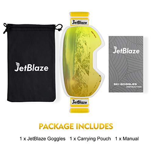 JetBlaze Ski Goggles, OTG Snowboard Goggles (Yellow) - Thumbnail 5