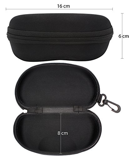 TBOC Hard Sunglasses Case – [Pack: 2 Units] Black Belt Case for Lenses Reading Safety Work for Car Large Original Fashion Design with Clip for Men and Women