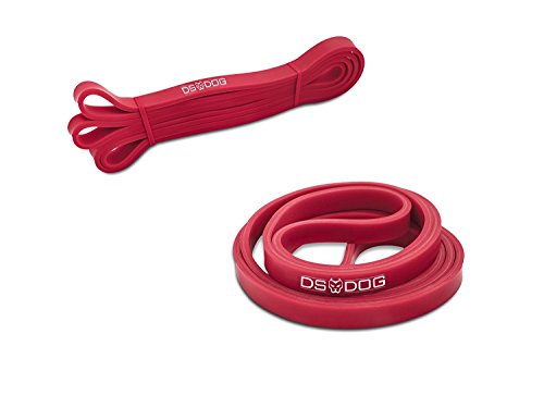 Resistance Band By DS DOG - Workout Band with 10-35 Pounds Resistance - Crossfit Pull Up Bands for Home or Gym - Powerlifting Exercise Bands - Extra Durable Natural Latex - with eGuide - Red