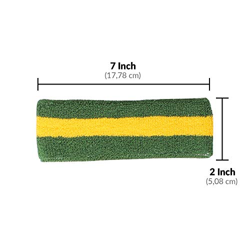 AFLGO Sweatband Set for Sports, Workout, Training & Exercise 1 Headband & 2 Wristbands Cotton to Pair with Your Athletic Costume Apparel Comfy & Durable Sport Accessories for Men & Women (Green/White) - Thumbnail 3
