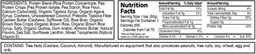 Zing Vital Energy Nutrition Bar, Coconut Cashew Crisp, (12 Bars), High Protein, High Fiber, Low Sugar, Coconut Flakes, Cashew Butter, Crisp Quinoa, Vegan