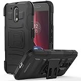 Moto G4 / G4 Plus Case, MoKo Shock Absorbing Hard Cover Ultra Protective Heavy Duty Case with Holster Belt Clip + Built-in Kickstand for Motorola Moto G 4th Generation / G4 Plus 5.5 Inch - Black