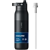 LARQ Swig Top Insulated Stainless Steel Water Bottle with Straw and Handle | Wide mouth, cold 24 hours, BPA free metal water 