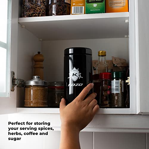 KOZO Airtight Storage Jar with Lock Made of Black Glass, with UV