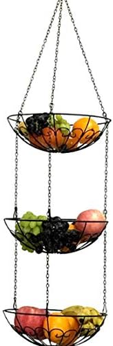 WSSZZ319 Fruit Storage Basket Rack With Iron Chain European Style Storage Basket Racks 3-Tier Hanging Kitchen Vegetable