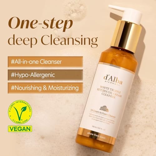 Crema limpiadora italiana de trufa blanca con aceite de retorno de trufa blanca, vegana, limpiador fácil en un solo paso que elimina el sebo + desmaquillante