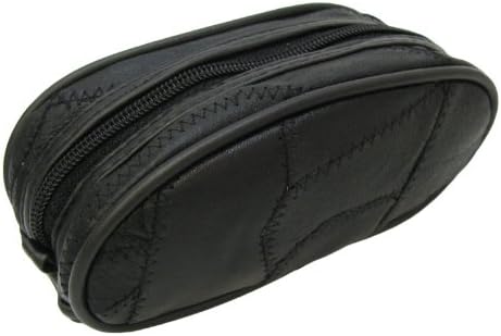 Toiletry Zipped Pouch Bag Real Leather Overnight Weekend Case Small Black