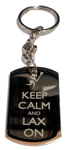 Keep Calm and Lax On Lacrosse Sports - Metal Ring Key Chain Keychain