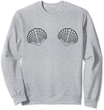 Unisex Mermaid Seashell Clamshell Bikini Bra Sweatshirt XL: Heather Grey