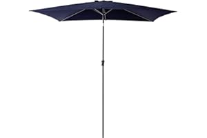 FLAME&SHADE 6.5 x 10 ft Rectangular Outdoor Market Patio Table Umbrella with Tilt