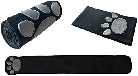 Magic Wrapp - Neck Support Travel Pillow Wrap Soft Supportive Comfortable Machine Washable Lightweight Easy to Pack for Sleeping on Airplane Train and Bus (Black with Gray Paw)