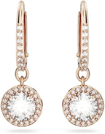 Pendants d'oreilles Constella, Taille ronde, Pavé, Blanches, Placage de ton or rosé
