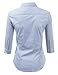 DOUBLJU Classic Dress Shirts 3/4 Sleeve Slim Fit Button Down Y Shirts Basic Casual Work Blouse Tops for Womens with Plus Size