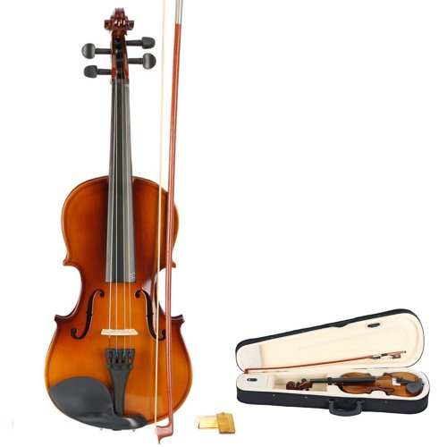 Teekland 1/2 Acoustic Violin Case Bow Rosin Natural Handmade Acoustic Violin for Kids/Beginners