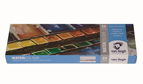 Royal Talens Van Gogh Artists' Solid Watercolors, Metal Box Set of 24 Assorted Colors (20838624)