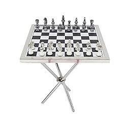 Deco 79 Aluminum Chess Game Set, 22" x 22" x