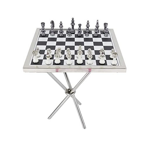 Deco 79 Aluminum Chess Game Set, 22" x 22" x