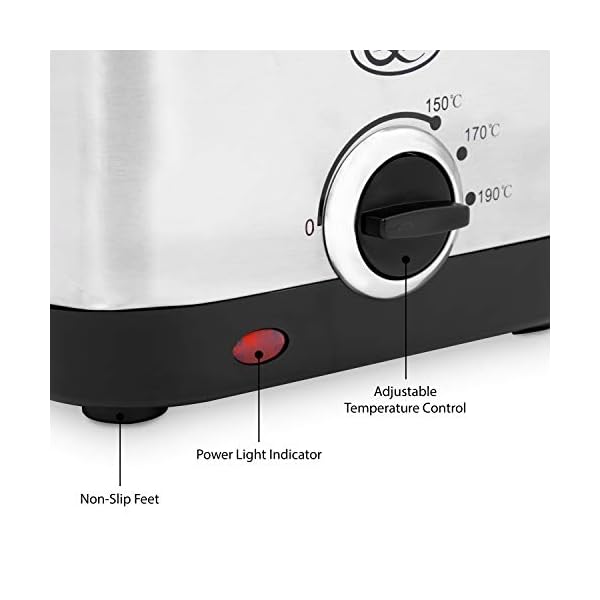 Quest-34250-Brushed-Square-Deep-Fat-Fryer-Compact-Non-Stick-Coating-Stainless-Steel-15-Litre-900W Quest 34250 1.5 Litre Stainless Steel Deep Fat Fryer / 130-190°C Adjustable Temperature / Lid Cover & Viewing Window…