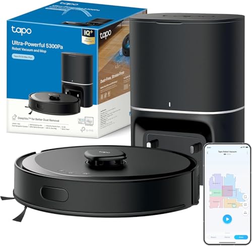 RV30 MAX Plus Robot Aspiradora, Potencia de succión Ultra de 5300 Pa con fregado, Base de Autovaciado automático de 3 l, navegación LiDAR+IMU Avanzada, Control por Voz y aplicación,Negro