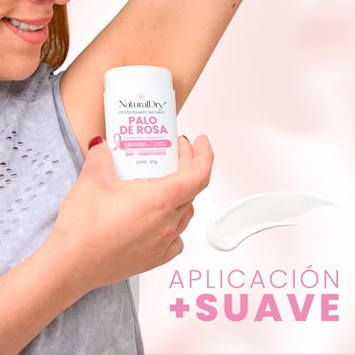 NaturalDry - ARTESANAL - Desodorante Natural Mujer - No obstruye los poros - Hidrata tu piel - SIN ALUMINIO - Elimina el mal olor - Aroma Palo de Rosa - Barra (1 unidad)
