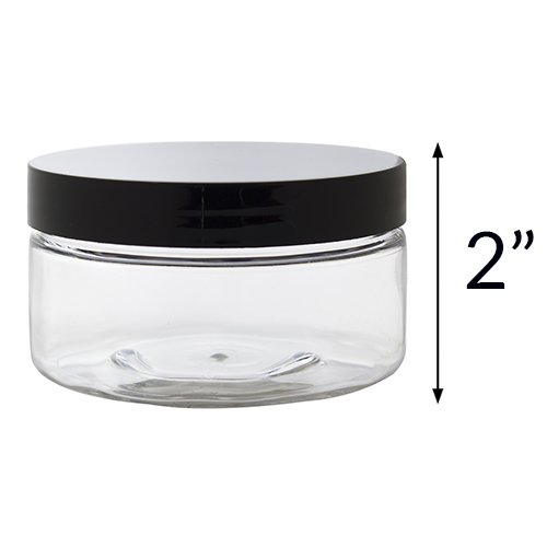 Clear PET Plastic (BPA Free) Refillable Low Profile Jar - 8 oz (6 pack) + Spatulas and Labels