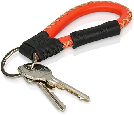 Tumatsch Keychain Bangkok leather, fair trade (Orange & Black), BxH = 45x100mm - Image 5