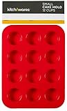 Small Silicone Mini Muffin Pans - Non-Stick Bakeware for Muffins, Cakes and Cupcakes - 12 Cups Silicone Mold / Baking Tray - Heat Resistant Tins up to 450°F- Easy to Clean - Red -By Kitch N’ Wares