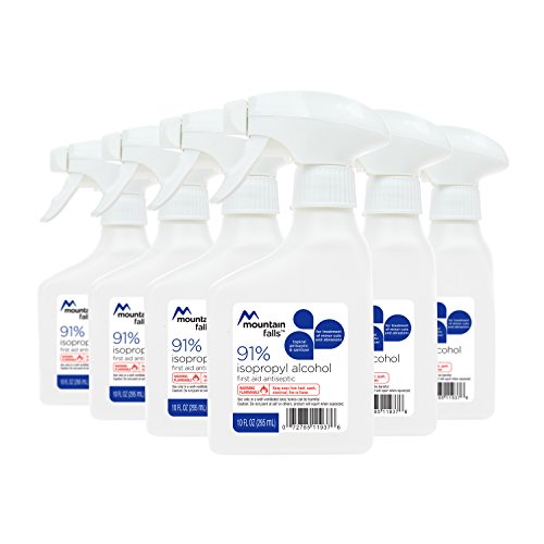 Mountain Falls 91% Isopropyl Alcohol First Aid Antiseptic for Treatment of Minor Cuts and Scrapes, Spray Bottle, 10 Fluid Ounce (Pack of 6)