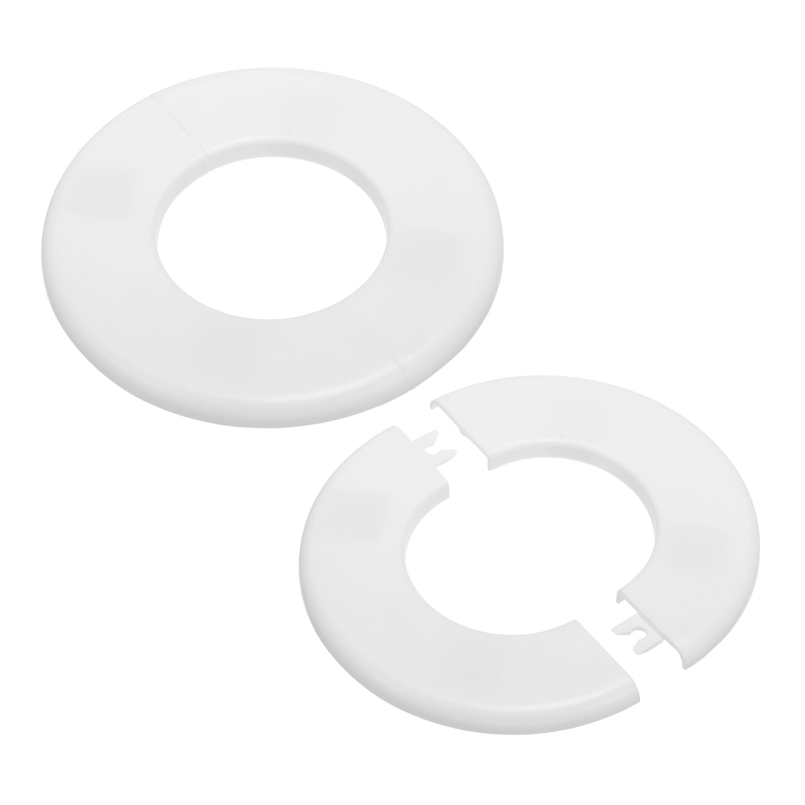 Photo 1 of PATIKIL Wall Split Flange 2.52" (64mm),2 Pcs ABS Round Self-Adhesive Escutcheon Plate Buckle Water Pipe Cover for Kitchen Bathroom Arm Pipe Faucet Decoration, White