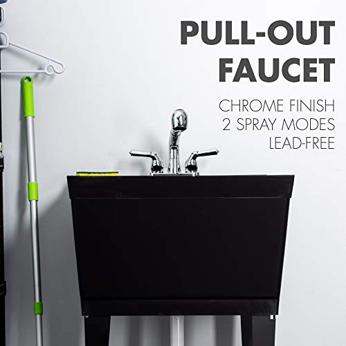 Universal Laundry Tub Faucet by VETTA, Double Handle Pull Out Spray
