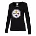 OTS NFL Pittsburgh Steelers Women's Rival Long Sleeve Tee, Distressed Logo, Large