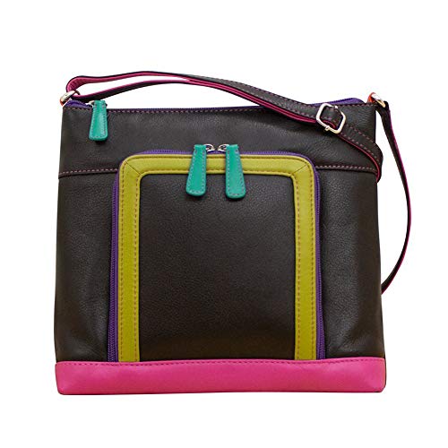 Ili Crossbody Bags. ili New York 6331 Leather Organizer Crossbody (Black Brights).