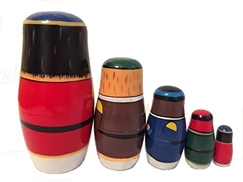 AMOR PRESENT Nutcracker Nesting Doll, 5Pcs Russian Matryoshka Dolls Christmas Nutcracker Figures Handmade Wooden Nutcracker Set