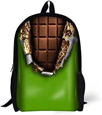 Cool 3D green Chocolates Children 16-inch School Book Bag Printing Backpacks For Kids,Boys or Girls