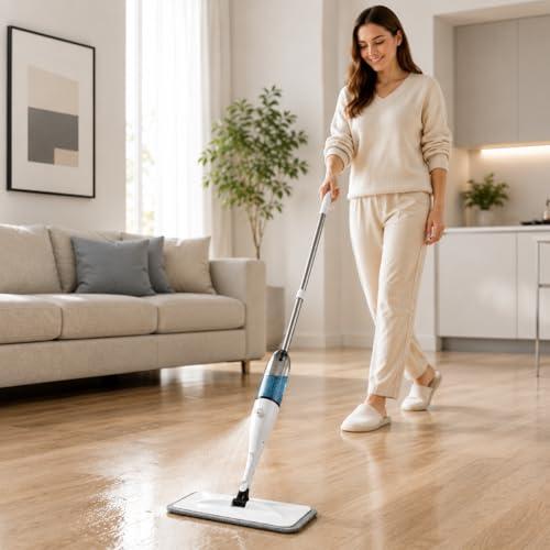 Rodo Spray com Reservatório de Água e Refil Microfibra Ultra Absorvente; Mop de Limpeza para Piso, Porcelanato e Laminado; Limpeza Prática Sem Balde