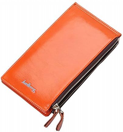 Womens Leather Credit Card Holder Wallet RFID Blocking Wallet Women Card Case Purse(Orange)
