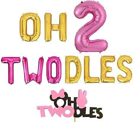 Amazon Oh Twodles バースデーバルーン 2歳 ミッキーマウス 誕生日バナー バルーン 2歳 誕生日パーティーデコレーション 男の子 女の子 パーティー用品 風船 バルーン おもちゃ