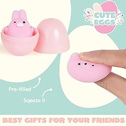 JOYIN 24 PCS Easter Eggs with Animal Mochi Squishy