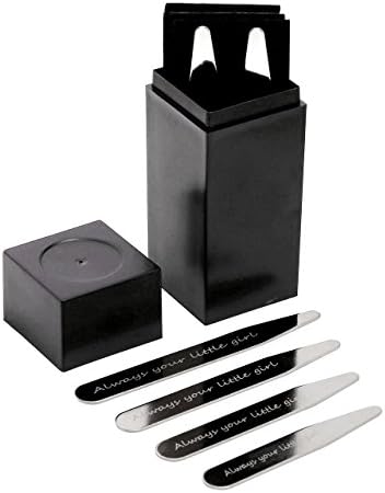 Personalized Master Free Engraving Custom 8pcs 4 Sizes Set(2.2" 2.5" 2.75" 3") Metal Collar Stays in Black Plastic Box for Mens Dress Shirt