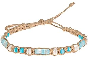 BlueRica Hemp Anklet with Murano Glass Tubes, Hemp, no gemstone