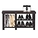 SONGMICS Bamboo Shoe Bench, Shoe Rack for Boots, Entryway Storage Organizer, 3-Tier Shoe Shelf, for Hallway, Bathroom, Living Room, Corridor, Brown ULBS06Z