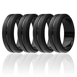 ROQ Silicone Rubber Wedding Ring for Men, Comfort