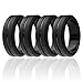 ROQ Silicone Rubber Wedding Ring for Men, Comfort Fit, Men's Wedding Band, Breathable Rubber Engagement Band, 8mm Wide 2mm Thick, Engraved Middle Line, 4 Pack, Black, Size 11