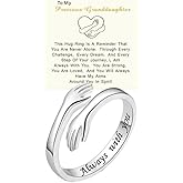 To My Granddaughter Hug Ring For Hope Rings, Motivational Stainless Steel Always With You Ring, Open Adjustable Spiral Wrap Twist Hope Rings Jewelry for Her Mom Wife Best Friend