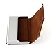Partstock(TM) Cross Pattern PU Leather and Stainless Steel Business Name Card Holder Wallet Leather Credit Card ID Case/Holder 25 Name Cards Case with Magnetic Shut.(Cinnamon)