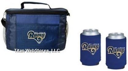 NFL Football Team Logo Picnic Cooler &amp; Neoprene Beverage Coolies (2) Gift Set (Rams (LA))