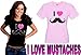 I Love Mustache Girl's T-Shirt #1408